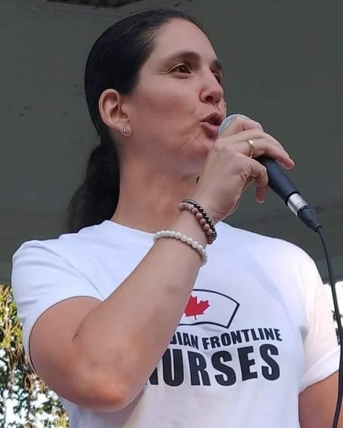 Sarah Choujounian speaking at a public event
